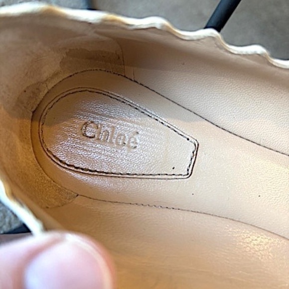 CHLOE Lauren Scalloped Leather Ballet Flats in White EUC/sz 6 - Picture 14 of 15